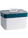 Aokraty First Aid Storage Box Plastic Medication Storage 2 Layers Emergency Medicine Kit Case Organizer with Portable Handle for Family,Office and Travel(Green)