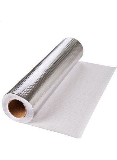 Kitchen Backsplash Oil Proof Sticker Silver 0.3x5meter