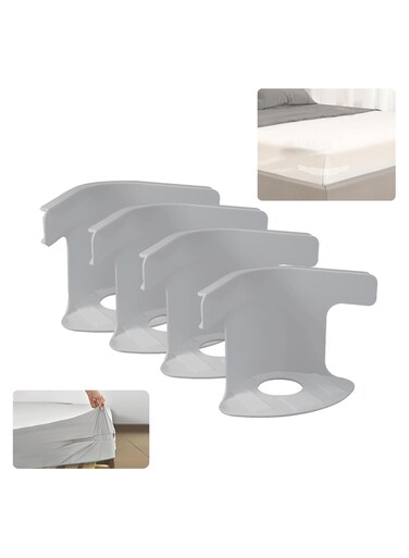 Sheet Holders - Bed Sheet Holder for Corners Keep Sheets Firm &amp; Tight - Heavy Duty Bed Sheet Holder Corner Fitted Sheet Straps Fit All Mattress Size (Grey-4pcs)