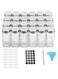 Arabest Glass Spice Jars, 24 Pcs 120ml Clear Spice Seasoning Containers with Spice Labels, Spice Bottles with Aluminum Caps, 1 Pen, 48 Black Labels and 1 Foldable Silicone Funnel (sliver)