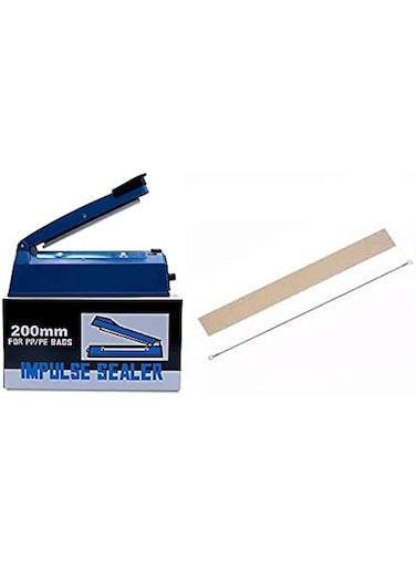 ABBASALI Impulse Sealer Machine - Blue, 200 mm With 1 Set Of Extra Strip