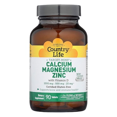 Country Life Calcium Magnesium &amp; Zinc Tablet With Vitamin D For Bone &amp; Immune Health, Pack of 90's