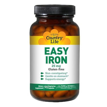 Country Life Easy Iron 25 mg Iron Deficiency Supplement Capsules, Pack of 90&#39;s