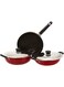Nirlon Aluminum Cookware Set, Red/Black, 3 Pieces