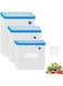 WVacFre Sous Vide Bags 15 pcs Reusable Vacuum Sealer Bags Zip Lock bag for Food Storage and Cooking BPA Free with 2 Sealing Clips