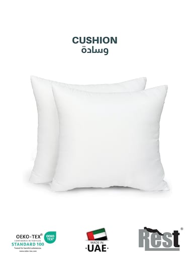 Bedding Throw Pillows Insert Cushion Filler Outer Cover Non Woven Hollowfiber Filling 350 gm Ultra Soft Fiber Size 40x40cm , 16x16inch Cushion Inserts Home Decor White (Pack of 2)