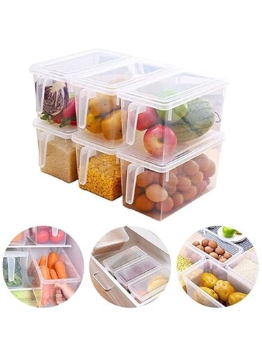 Generic Food Storage Boxes With Lids Handle Pack Of 2 4.7L Large Plastic Containers For Kitchen Refrigerator Desk Cabinet Food Fruit Vegetables Multicolour 4.7L Transparent
