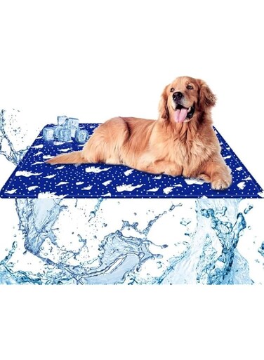 Mumoo Cat Summer Cooling Mat &amp; Sleeping Pad Pet cooling mat- Cat Dog Cooling Mat,RReversible Cold Gel Cooling Pads Safe Physical Cooling Dog Kennel,Floor Washable Summer Pet Pads (Navy Blue)