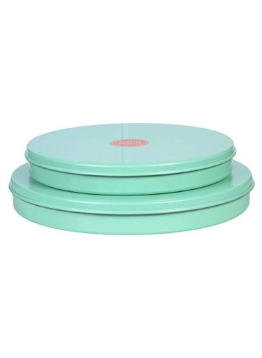 4-Piece Non Stick Basbuosa Cake Baking Tray With Lid Set Green 30 x 35centimeter