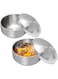 Aynaxcol Stainless Steel Rice Bowl with Lid, Set of 2, for Korean Kitchen Restaurant, Double-walled Metal Bowls, Multi-Purpose Insulated Soup Bowls Snacks Bowls (11.5cm Silver)