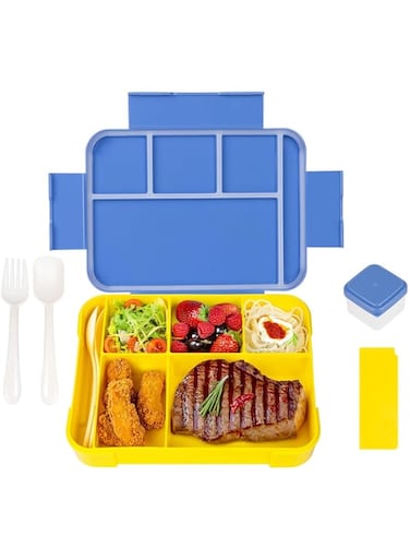 Aputue Lunch Box for Kids School, Leakproof with 5 Compartments and Cutlery Set, 1330 ML Bento Lunch Box Kids Adults, Children's Lunch Box with Compartments, Bento Box Children