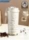 Travel Coffee Mug,Large Capacity Tumbler with Lid and Straw Stainless steel Coffee Thermo,Double Wall Vacuum Insulated Travel Coffee Mug (White(Lily of the valley)
