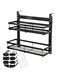 VIMINDA 2-Tier Over The Door Pantry Spice Organizer, Adjustable Pantry Door w/ 8 Baskets, Hanging Basket Spice Rack Seasoning Shelves Detachable Guardrail - Kitchen Accessories Fit Wider Doors (Black)