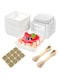 Poicbor 50 Pack Square Paper Charcuterie Boxes, 4" Bakery Boxes, with Clear Lids, Thank You" Stickers and Twine, for Desserts and Bakery Items Ideal for Sandwiches Cake Slices Cookies and More (White)