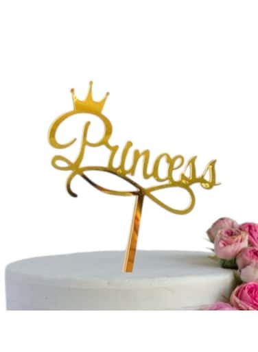 Princess Crown Cake Topper, Acrylic Party Supplies Decoration for Baby Girl Birthday Celebration Muffins Cupcakes Sweet Treats Toddlers Women Queen Table Setting Baking Newborn Baby Shower