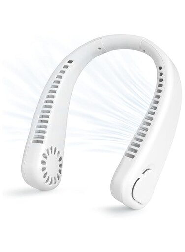 Baytion Neck Fans,360 &deg;Cooling Bladeless Neck Fan for Male and Female,USB Hanging Personal Fans with 3 Speeds,4000mAh Rechargeable Battery Fan for Sports Travel Office Outdoor and Indoor(White)
