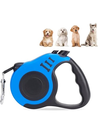 Retractable Dog Leash Automatic Telescopic Tractor Dog Tape, Pet Tape 5 M, Durable and Convenient, with Non-Slip Handle, Suitable for Small and Medium-Sized Dogs, Blue