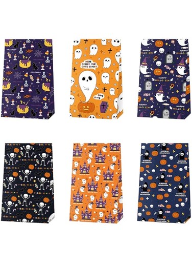 HIGHLAND 6 Pcs Halloween Candy Bags &ndash; Halloween Trick or Treat Bags &ndash; Halloween Party Favours Cookie Candy Goodie Bags &ndash; Halloween Decorations Party Supplies Gift Bags