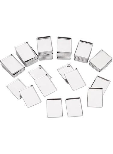 PH PandaHall 50pcs Empty Metal Pans, Rectangle Palette Pans 0.8 x 1.1 Inch Eyeshadow Blush Lipstick Organizer Make Up Tins for Lipstick Pressed Powders Makeup Cosmetic Palette