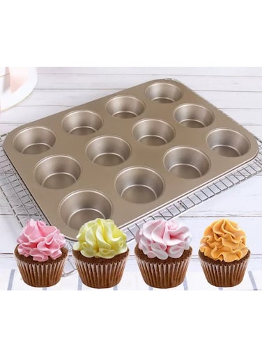 Non-Stick Cupcake Pan, 12-Cup Muffin Tin, Steel Baking Supplies