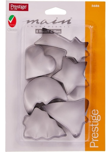 Biscuit Cutters 6 Piecepr5686, Silver, Stainless Steel Silver 2.2x18.4x12.6cm