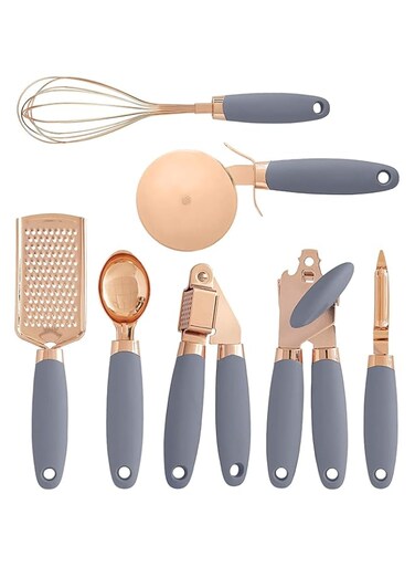 Golden Home 7Pcs Kitchen Gadget Set With Copper Plated - Gray
