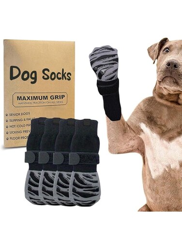 Anti-Slip Dog Socks, Premium Non-Slip Dog Socks for Hardwood Floors,Extra Thick Grip That Works Even When Twisted,Dog Socks with Maximum Grip, Anti-Slip Paw Protection for Senior Dogs, (L)