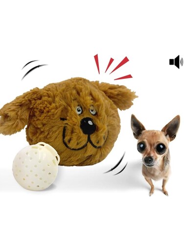 YOOGAO Pet Dog Toy Interactive Plush Squeaky Electric Toys, Battery Operated Auto Moving Ball, for Prevent Boredom (Doggy)