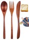PCS Wooden Utensils For Eating, Wooden Tableware Reusable Wood Spoons Forks Scraper Wood Utensil Set Flatware Tableware Cutlery Set For Daily Use Family Home Travel Camping