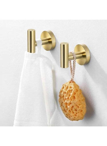 KES Bath Towel Hook Robe Hook for Bathroom Kitchen Wall Mount SUS 304 Stainless Steel Brushed Gold 2 Pack, A2164-BZ-P2