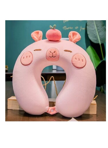 Travel Neck Pillow Memory Foam - Adjustable Shoulder Strap, Removable Washable Cover, Ergonomic Cervical Support for Airplane Car Office - Portable Neck Pillow for Adults Kids&iuml;&frac14;&circ;Pink&iuml;&frac14;&permil;