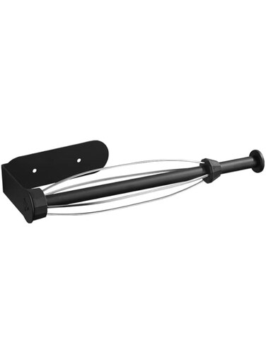 Cranviech Paper Towel Holder, Paper Towel Holder with Self Adhesive and Screws for Kitchen Bathroom, Under Cabinets for One Hand Operation(Black)