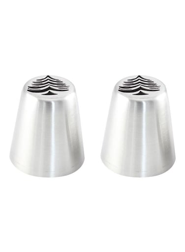 2-Piece Russian Icing Piping Nozzle Silver/Black 19.8 x 12 x 4.2cm