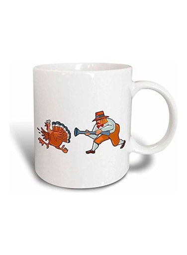 Thanksgiving Hunt Printed Mug White/Orange/Grey