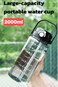 Large Capacity Sports Water Bottle with Two Drinking Ports, One-Hand One-Touch Open Lid, Carry Handle, for Gym, Cycling, Hiking