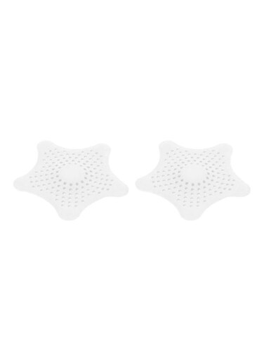 2-Piece Star-Shaped Silicone Sink Strainer White