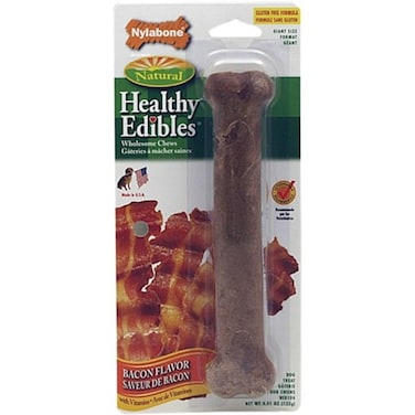 Nylabone Healthy Edibles Longer Lasting Bacon 1-Count Wolf &ndash; Single Large Bacon Dog Treat