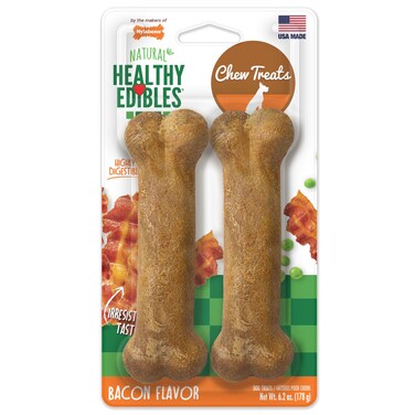 Nylabone Healthy Edibles Longer Lasting Bacon 2-Count Wolf &ndash; Long-Lasting Bacon Dog Treat