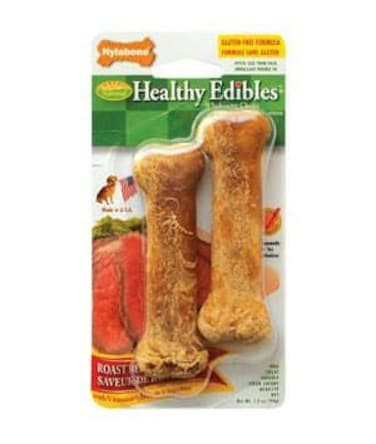 Nylabone Healthy Edibles Longer Lasting Roast Beef 2Ct Card Petite Edible Treats