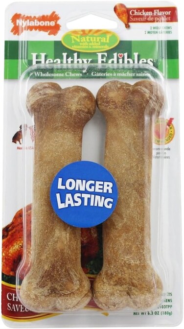 Nylabone Healthy Edibles Longer Lasting Chicken 2-Count Wolf &ndash; Long-Lasting Chicken Dog Treat
