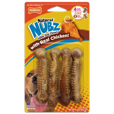 Nylabone Nubz Chicken 4-Count Small &ndash; Edible Chicken Dog Treat Chews for Small Dogs