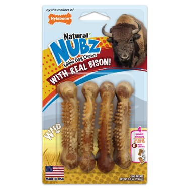 Nylabone Nubz Wild Bison 4-Count Small &ndash; Edible Wild Bison Dog Treats