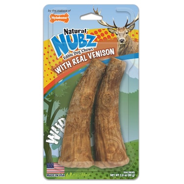 Nylabone Nubz Wild Antler Venison 2-Count Medium &ndash; Edible Venison Dog Treat Chews