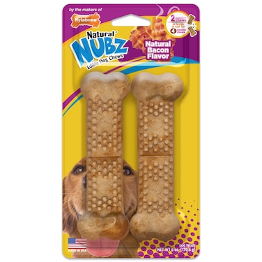 Nylabone Nubz Bacon 2-Count Jumbo &ndash; Edible Bacon Dog Treat Chews for Large Dogs
