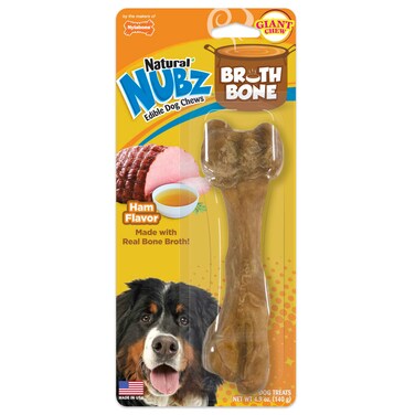 Nylabone Nubz Ham with Bone Broth 1-Count Giant &ndash; Premium Edible Ham Dog Treat