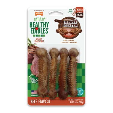 Nylabone Healthy Edibles Meaty Center 4-Count Small &ndash; Edible Small Dog Treat Chews