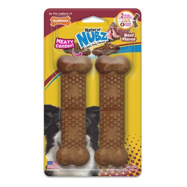 Nylabone Nubz Beef with Meaty Center 2-Count Large &ndash; Edible Beef Dog Treats