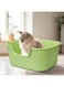 Tazweeq High Wall Cat Litter Box,Cat Litter Pan Low Entry Cat Litter Box Indoor Anti Splashing Open Top Pet Litter Tray with Cat Litter Shovel,Large Space Easy to Clean(Green)