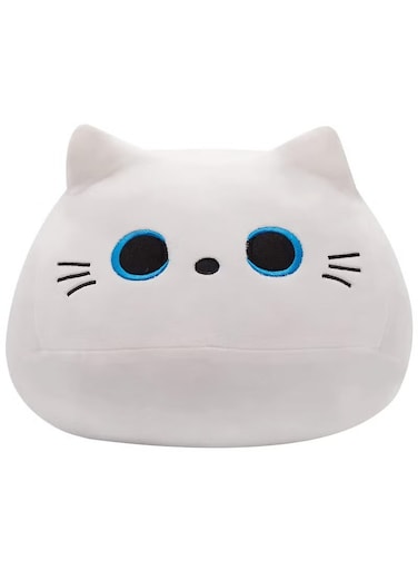 10'' White Cat Plush Body Pillow, Cute Cat Pillow Soft Baby Plushies for Kids, Cat Stuffed Animals Kawaii Plush Toys Gift for Boys Girls (White, 10 Inch)