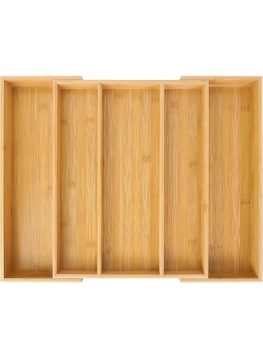 Bamboo Silverware Drawer Organizer - Adjustable Cutlery Tray, Expandable Kitchen Drawer Organizer, Drawer Dividers Organizer, Kitchen Utensil Organizer for Kitchen Drawers - Silverware Tray for Drawer